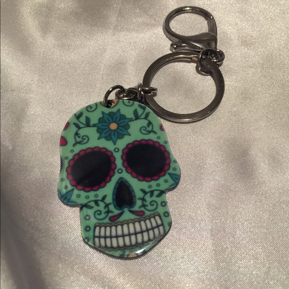 Sugar Skull Melamine Double Keychain with Clasp